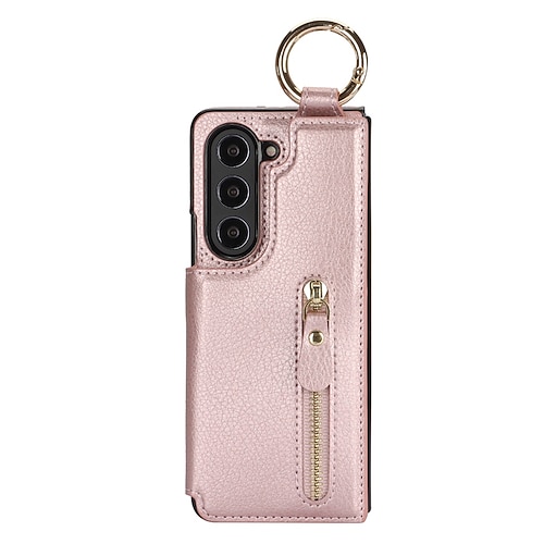 Handy Hülle Handyhüllen Für Samsung Galaxy Z Fold 7 Z Fold 5 Z Fold 4 Z Fold 3 Rückseite Mit Ständer Reisverschluss Kartenfach Retro TPU PU-Leder Image
