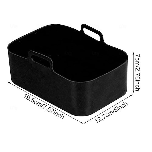 1 Stück Luftfritteusenkorb, Luftfritteusen-Silikontopf, Luftfritteuse, Ofeneinlage mit Griffen, Fritteuse, Öfen, Mikrowellen, spülmaschinenfest Image