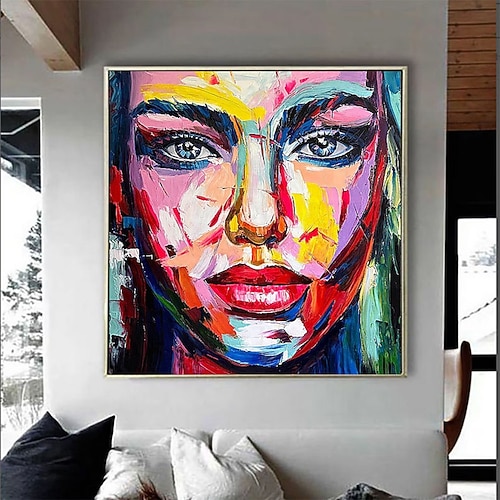 firgure ölgemälde handgemachte oversize acryl frauen gesicht malerei handgemachte malerei große bild leinwand acryl malerei hand gemalt abgedeckt pop art ölgemälde pattle messer gesicht malereien Image