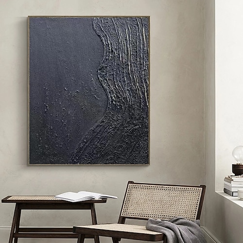 großes abstraktes Leinwandgemälde schwarz minimalistisches Gemälde handgemachtes abstraktes Gemälde nordisches abstraktes Gemälde für Wohnzimmer abstraktes Gemälde boho abstraktes Wandgemälde Image