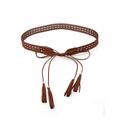 cintura con nappe allacciate in stile boho da donna – cintura vintage in finta pelle scamosciata traforata, cintura larga regolabile per abiti, festival e abiti casual