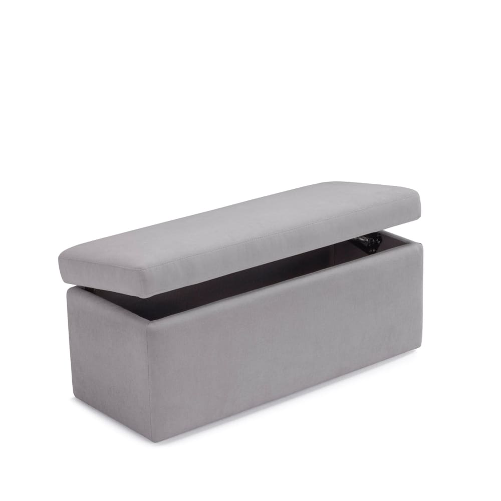 Banc de rangement en tissu chenille gris clair 110x45 cm