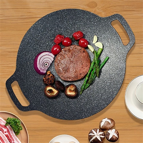 padella antiaderente multifunzione per griglia medica in pietra, padella antiaderente, piastra rotonda per barbecue con manico, piastra multifunzione per fornelli per carni, pancake, costolette