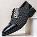 scarpe oxford da uomo in pied de poule bianco e nero con dettagli in vernice, elegante design con lacci per eventi formali alla moda