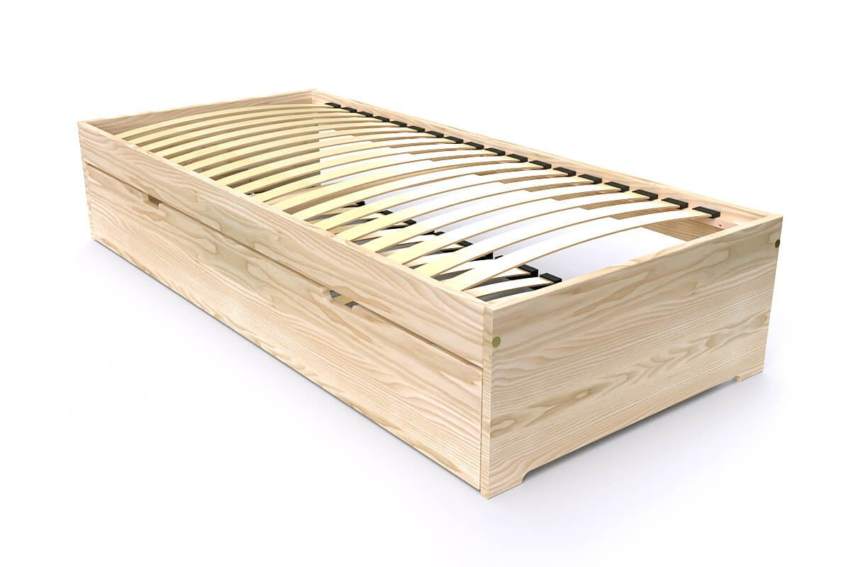 Lit gigogne 90x200 Malo pin massif - Brut (sans vernis)