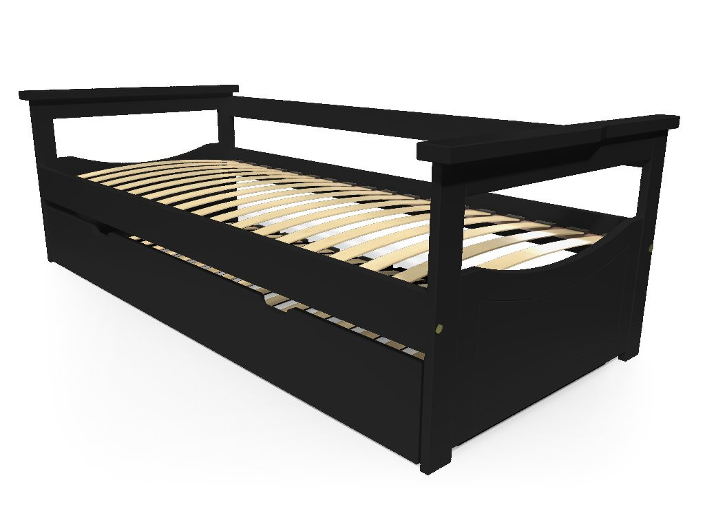Lit Gigogne 80x200 Topaze Pin massif - Noir