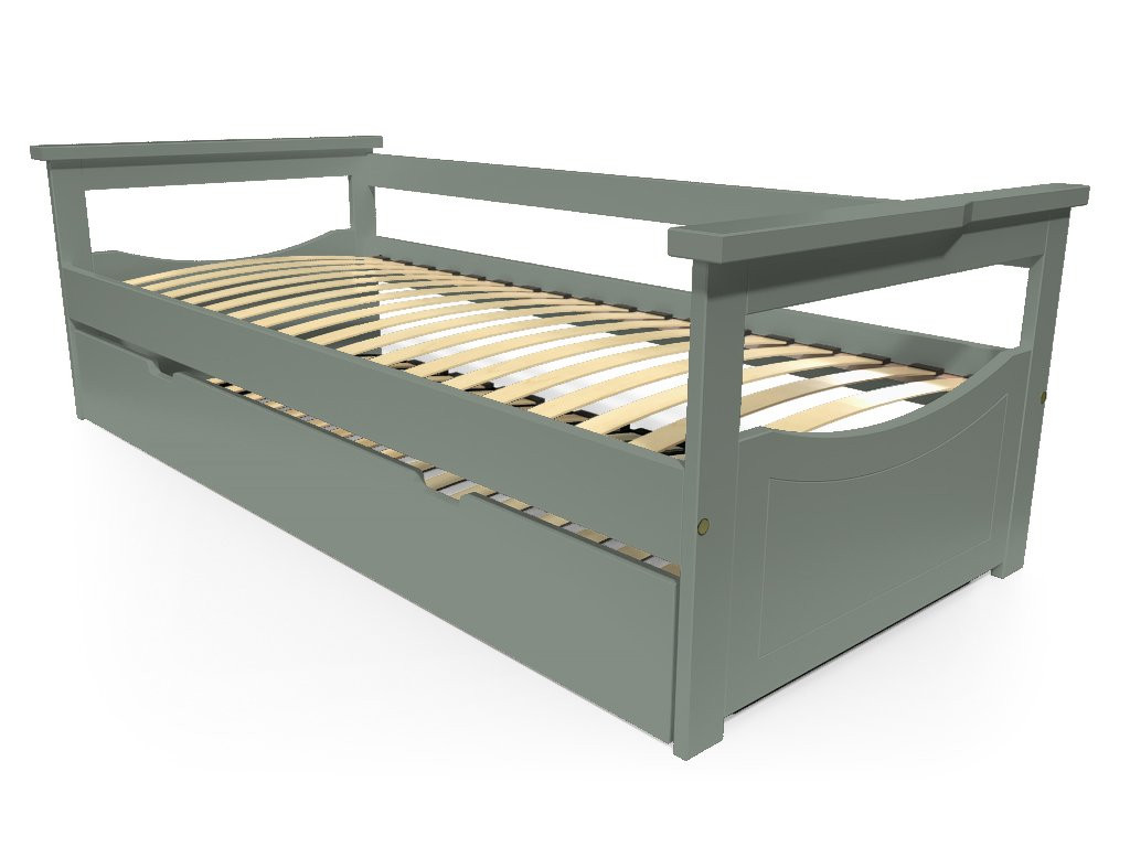 Lit Gigogne 90x200 Topaze Pin massif - Gris