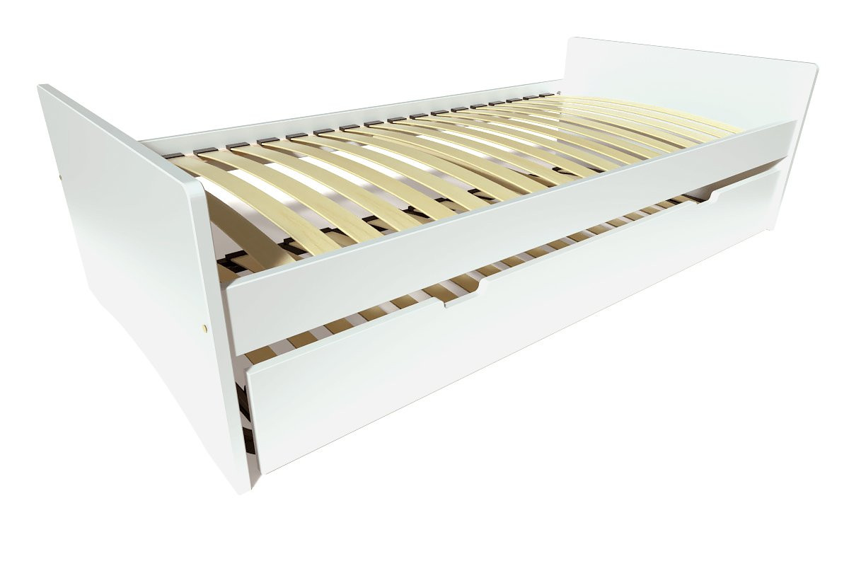 Lit gigogne 80x200 ABC pin massif - Blanc