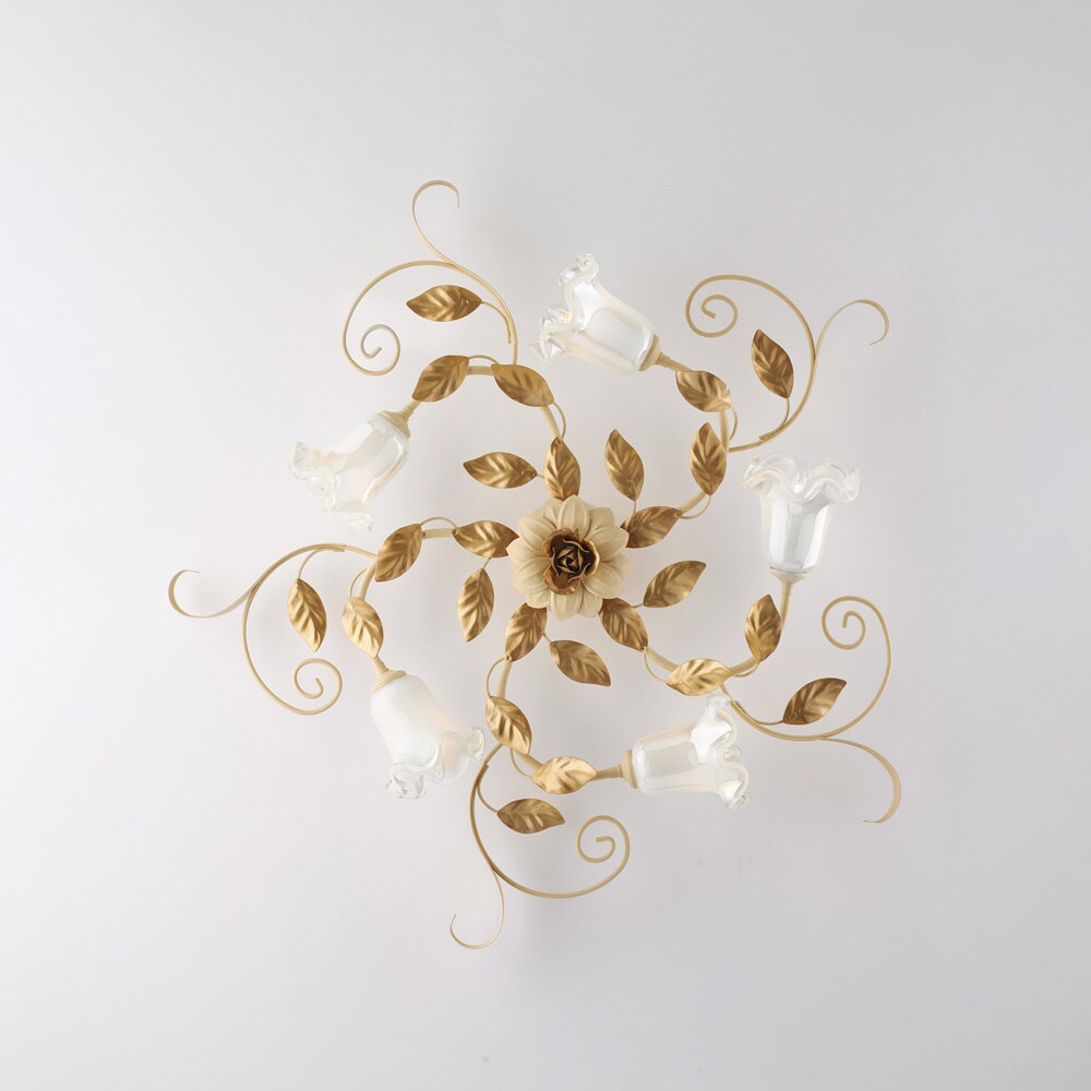 Bonetti Illumina Cesto - Deckenleuchte aus elfenbeinfarben gebeiztem und lackiertem Eisen, 5 Lichter, H.17 - Ø80 - BL274-PL5-AV Image