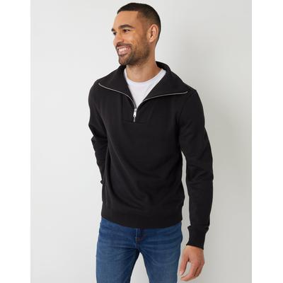 Threadbare Men's Black Quarter Zip Funnel Neck Sweatshirt