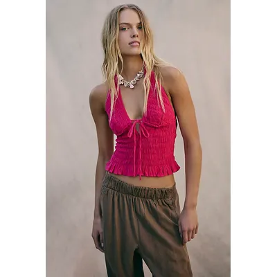 Khloe Smocked Halter Top by free-est at Free People in Love Potion, Size: Medium
