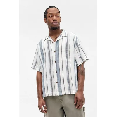 BDG White & Dark Teal Stripe Shirt - Turquoise M at Urban Outfitters