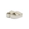 Pantolette CALVIN KLEIN JEANS "FLATFORM CROSS MG UC", Damen, Gr. 36, beige (creme), Leder, modisch, Schuhe, Plateau, Sommerschuh, Schlappen mit Kreuzbandage
