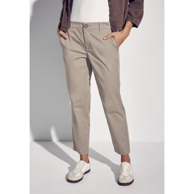 Chinohose STREET ONE, Damen, Gr. 40, Länge 28, buff grau, Web, Twill, Obermaterial: 97% Baumwolle, 3% Elasthan, unifarben, casual, regular fit knöchelfrei, Hosen, Topseller Image