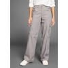 Cargohose KANGAROOS, Damen, Gr. 32 (XS), N-Gr, grau, Web, Obermaterial: 50% Baumwolle, 46% Polyamid, 4% Elasthan, unifarben, kontrastfarbene Details, casual, comfort fit lang, Hosen, Wide-Leg mit Cargotaschen, Topseller