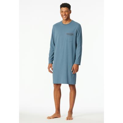 Nachthemd SCHIESSER "Comfort Nightwear", Herren, Gr. 60, N-Gr, grau (207, graphit), Single Jersey, Obermaterial: 100% Baumwolle, casual, bequem kniefrei, Rundhals, Langarm, Kleider, Brusttasche mit gemustertem Saum Image