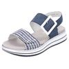 Keilsandalette REMONTE "ELLE-Collection", Damen, Gr. 37, blau (dunkelblau, weiß), Lederimitat, Textil, casual, Schuhe, Sommerschuh, Sandale, Komfortschuh mit praktischen Klettverschlüssen