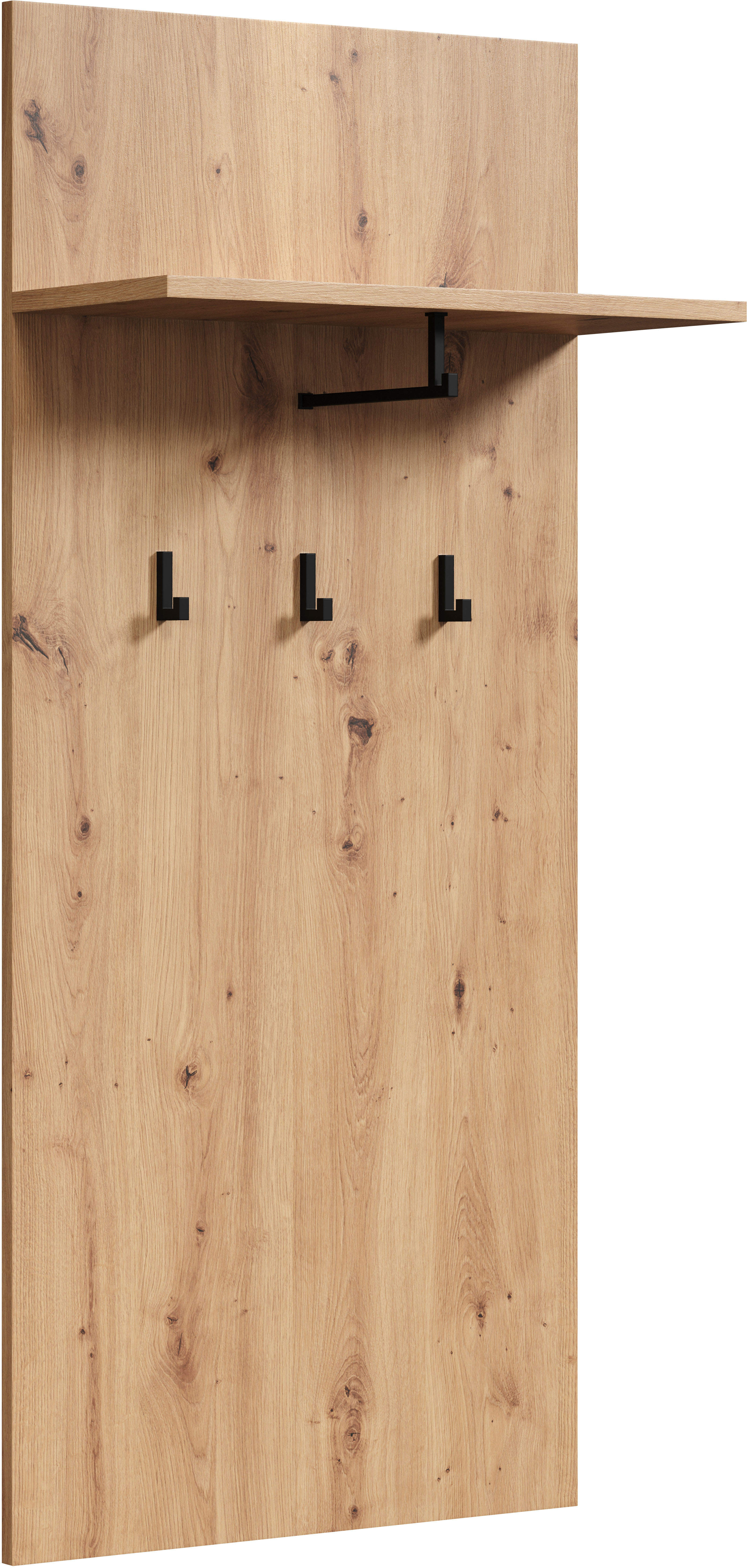 Garderobenpaneel PLACES OF STYLE "Tarragona", braun (eiche), B:63cm H:139cm T:30cm, FSC-zertifizierter Holzwerkstoff, Kunststoff, Garderobenpaneele, Garderobenpaneel, Wandpaneel mit Ablage & Kleiderstange - (B/T/H) 63/30/139 cm