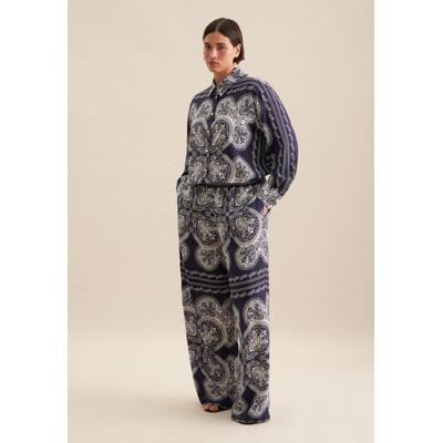 Culotte SEIDENSTICKER, Damen, Gr. 48, Normalgrößen, blau (marineblau), 100% Viskose, Paisley, Hosen Image