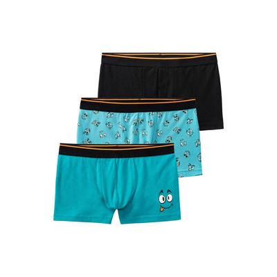 Boxer AUTHENTIC LE JOGGER "Boxershorts für Jungen", Kinder, Gr. 170/176, bedruckt, mint, schwarz, Single Jersey, Obermaterial: 95% Baumwolle, 5% Elasthan, unifarben, bedruckt, Unterhosen, mit witzigen Print Image