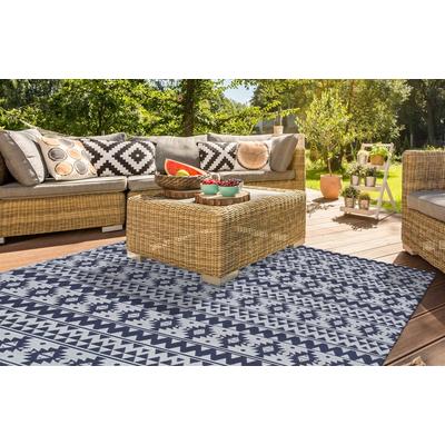 Teppich KAYOOM "Sunny 210", blau, B:80cm H:8mm L:150cm, Polyester, Teppiche, Besonders pflegeleicht. Im Innen- und Außenbereich verwendbar. Image