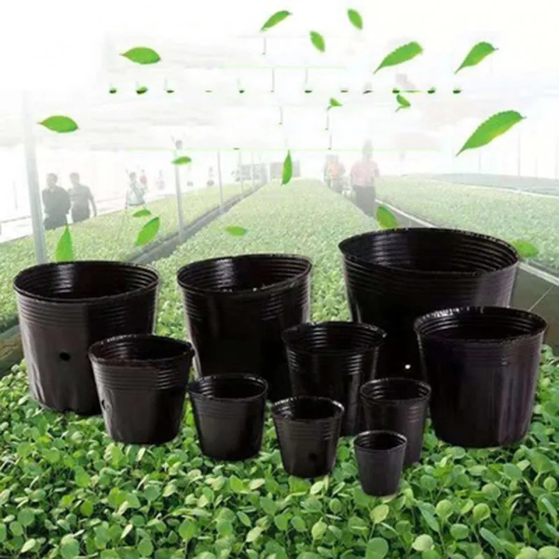 100 stücke Kindergarten Topf Frühling Samen Keimung Blumentopf Verdickt Schwarz Kunststoff Sämling Topf Ernährung Schüssel Gartenarbeit Zubehör Image