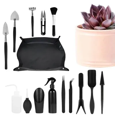 16 stücke Indoor Anlage Werkzeuge Sukkulenten Werkzeuge Mini Garten Werkzeug Set Umpflanzen Werkzeuge Set Sukkulenten Pflege Kit Terrarium Werkzeuge # W0