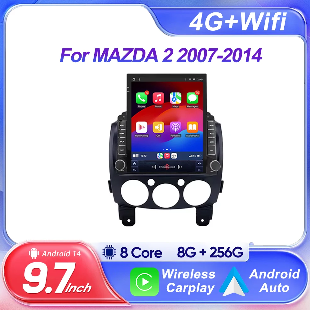 9,7 zoll Android 14 Für MAZDA 2 2007-2014 Für Stil Auto Radio Autoradio Touchscreen Carplay Keine 2din DVD 5G Wifi Bluetooth Image