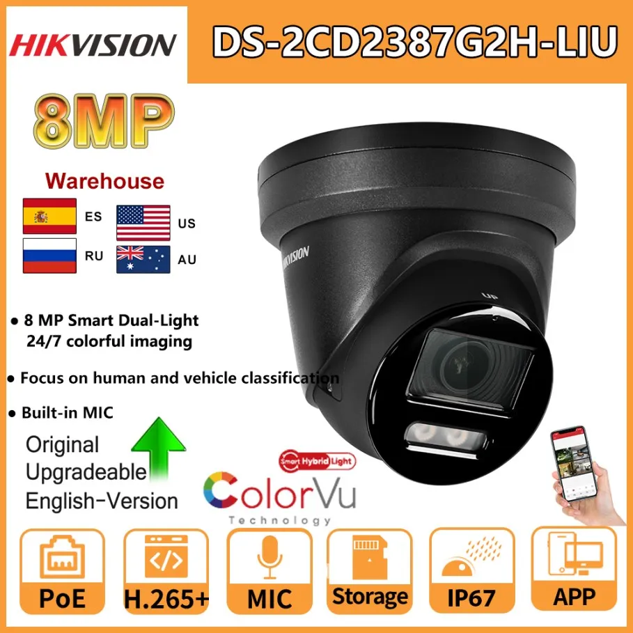 Hikvision 8MP IP-Kamera DS-2CD2387G2H-LIU 4K Smart Hybrid Light mit ColorVu integriertem Mikrofon Dual-Light Fixed Turret Netzwerkkamera Image