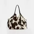 Borsa a tracolla in raso di seta con stampa leopardata alla moda Borsa tote stile pigro alla moda versatile Borsa per la spesa di grande capacità
