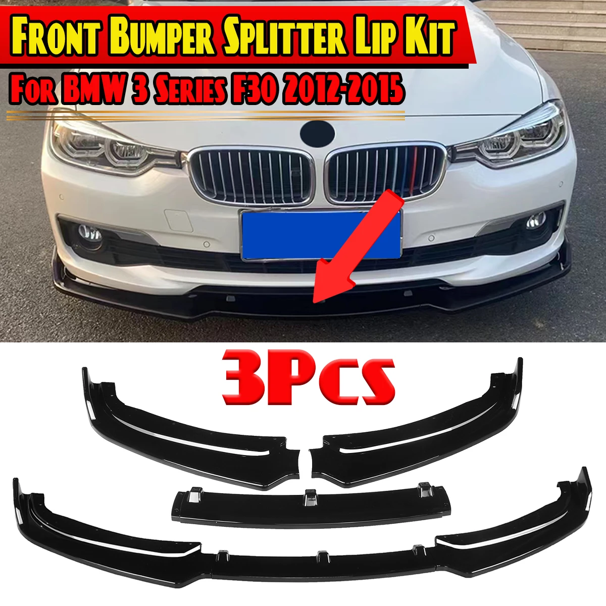 Staccabile Auto Paraurti Anteriore Splitter Lip Spoiler Body Kit Paraurti Diffusore Per BMW Serie 3 F30 2012-2015 Paraurti Lip Deflettore