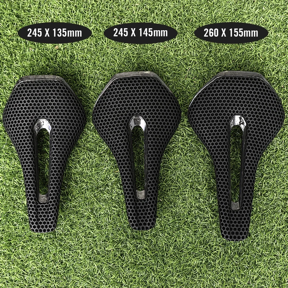 Sella per bicicletta Full Carbon stampata in 3D RYET 245mm * 135/145/155mm Sella per bici per parti di biciclette per sedile per bici da strada in ghiaia MTB
