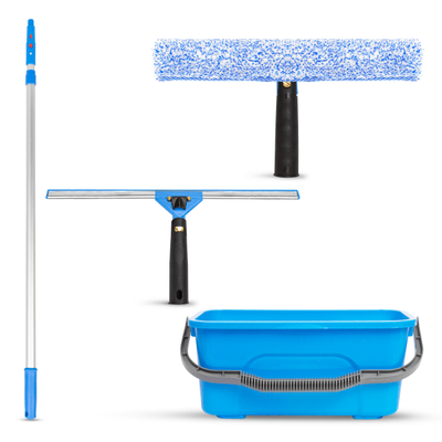 Gritt Commercial Pro Window Washing Kit With Squeegee, Washer, Telescopic Pole And Heavy-Duty Bucket - Gri137B-6F-14-3Pk