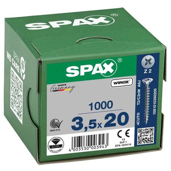 SPAX Universalschrauben Z2 Senkkopf WIROX 3,5 x 20 mm 1000 St. Image