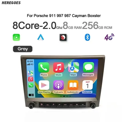 Grey 720P Auto Android 14 For Porsche Cayman 911 987 Boxster 997 CarPlay Car Radio GPS Multimedia