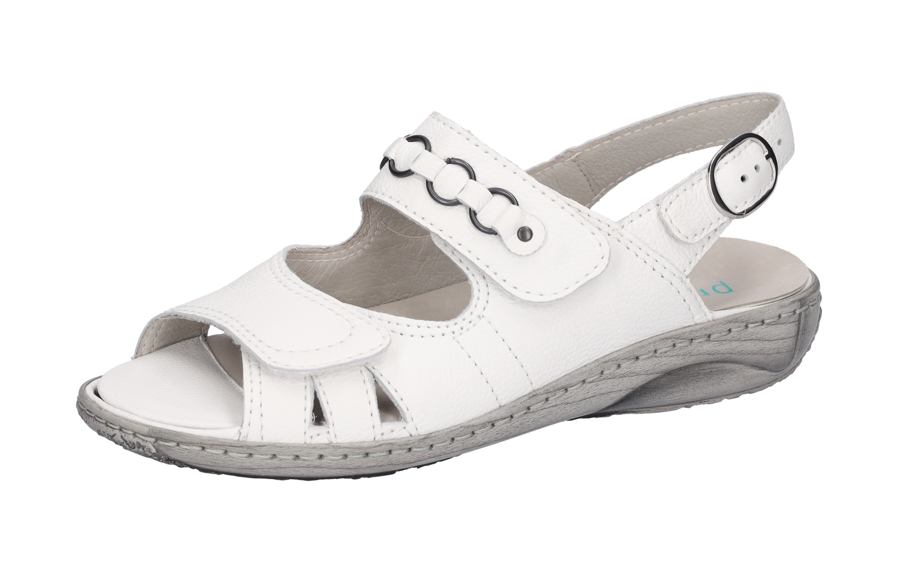 Sandale WALDLÄUFER "GARDA", Damen, Gr. 4 (37), weiß, Nappaleder, unifarben, Schuhe, Klettschuh, Sandalette, Sommerschuh in Bequemweite G (= weit)