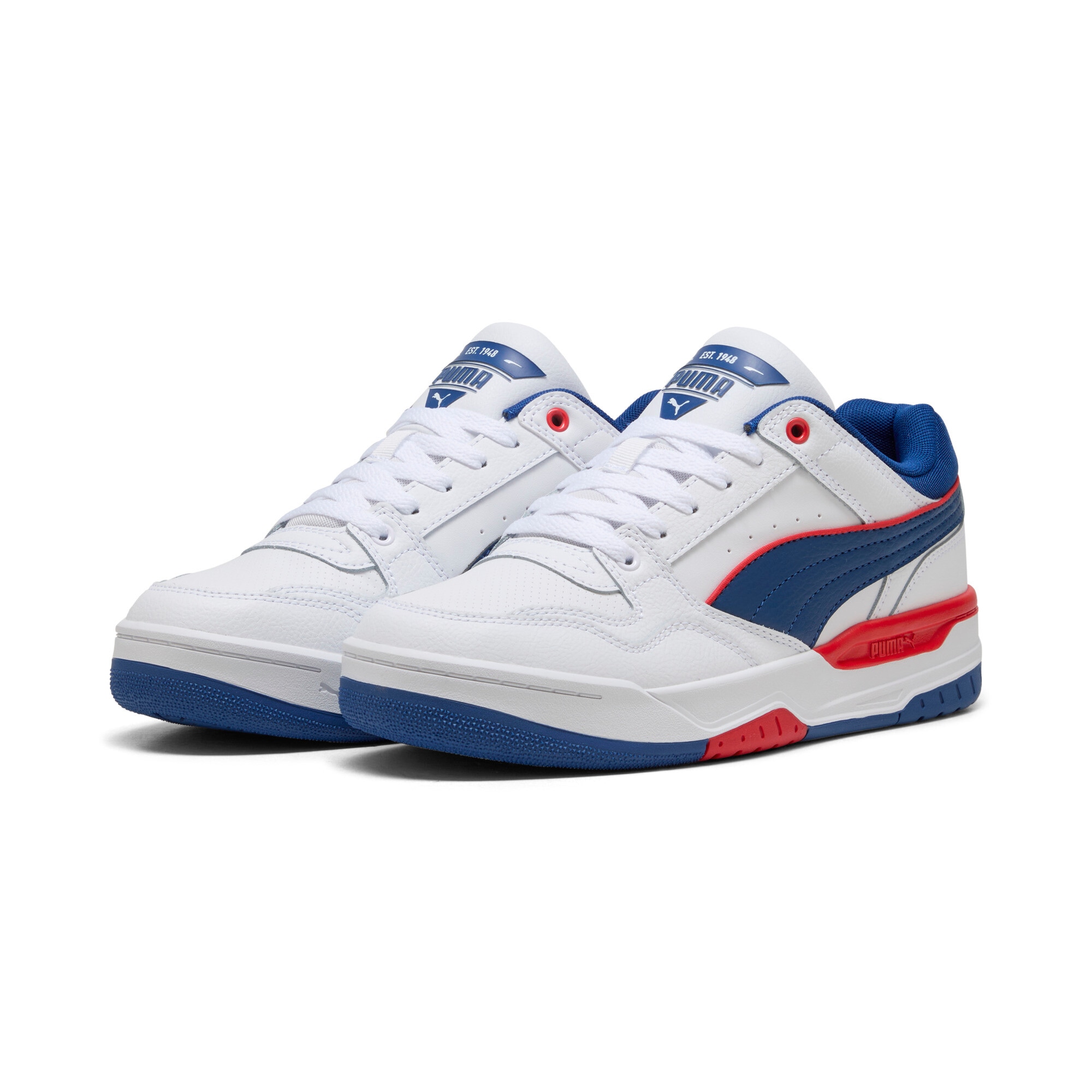 Sneaker PUMA "REBOUND RETRO", Damen, Gr. 46, for all time rot, clyde royal, puma weiß, Leder, mehrfarbig, Schuhe Sneaker