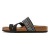 Pantolette LASCANA "Mule, Sandale, offener Schuh, Sommerschuh", Damen, Gr. 39, schwarz, Obermaterial: 50% Synthetik, 50% Textilmaterial. Decksohle: 100% Rindsleder. Laufsohle: 100% Synthetik, Glitzer, casual, Schuhe, mit Komfortkorkfußbett aus Leder...