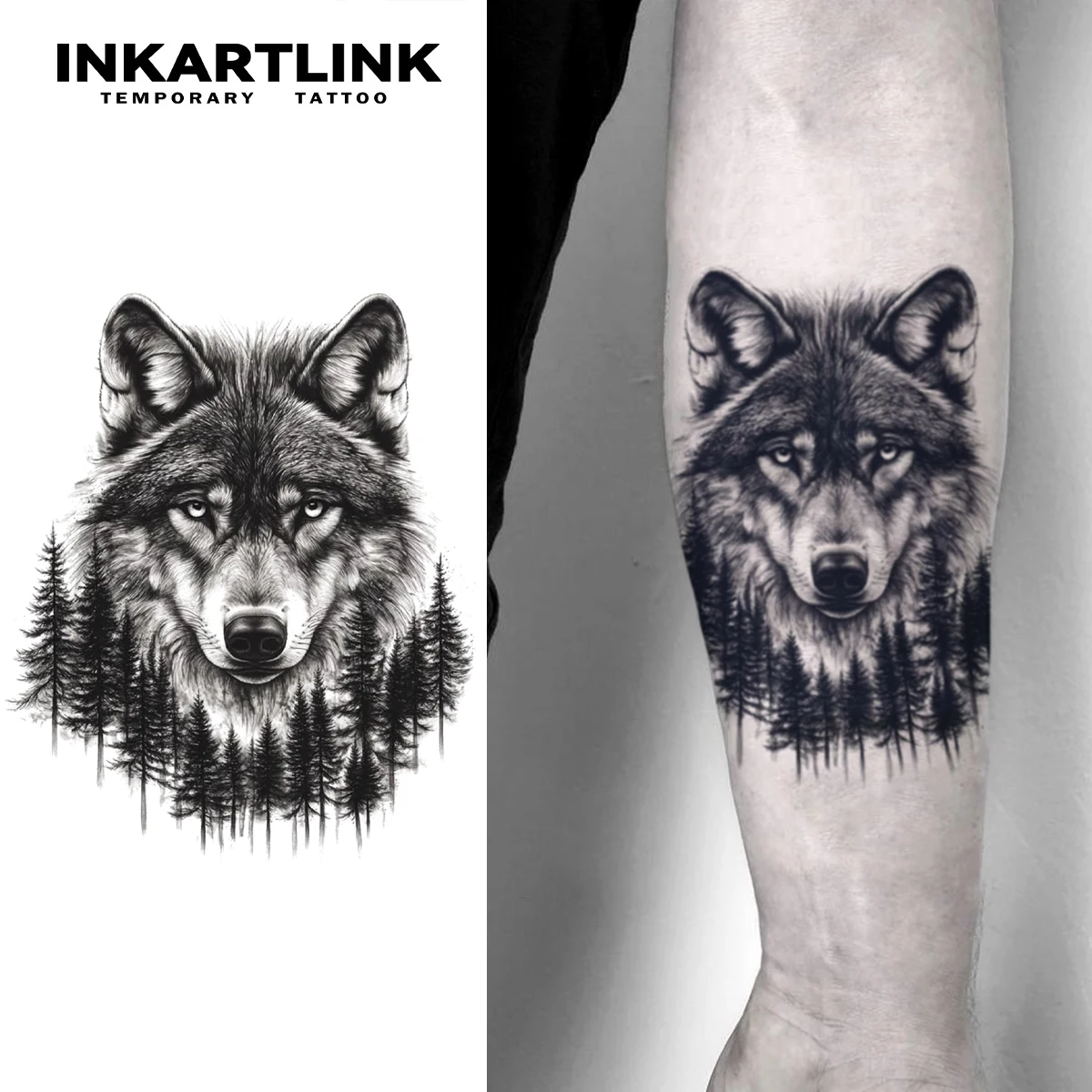 Temporäres Wolf-Tattoo, hält bis 15 Tage, neue Technologie, magischer, wasserfester, semi-permanenter Aufkleber. Image
