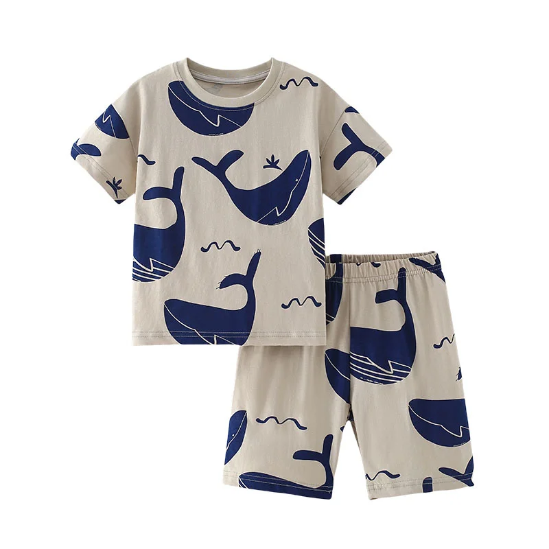 Jumping Meters Neue Ankunft 3-8T Tier Jungen 2-teiliges Set Baby-Outfits Sommer Tops + Shorts Kinderkleidungsset Kleinkind-Outfits Image