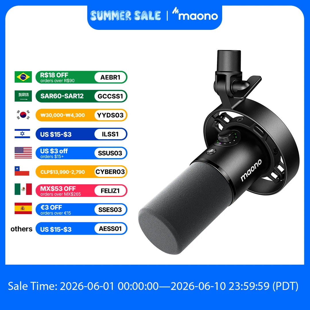 Maono PD300X Dynamisches Mikrofon XLR USB Podcast-Aufnahmemikrofon 192kHz24bit für Content-Erstellung Home-Audio-Studio Geräuschunterdrückung Image