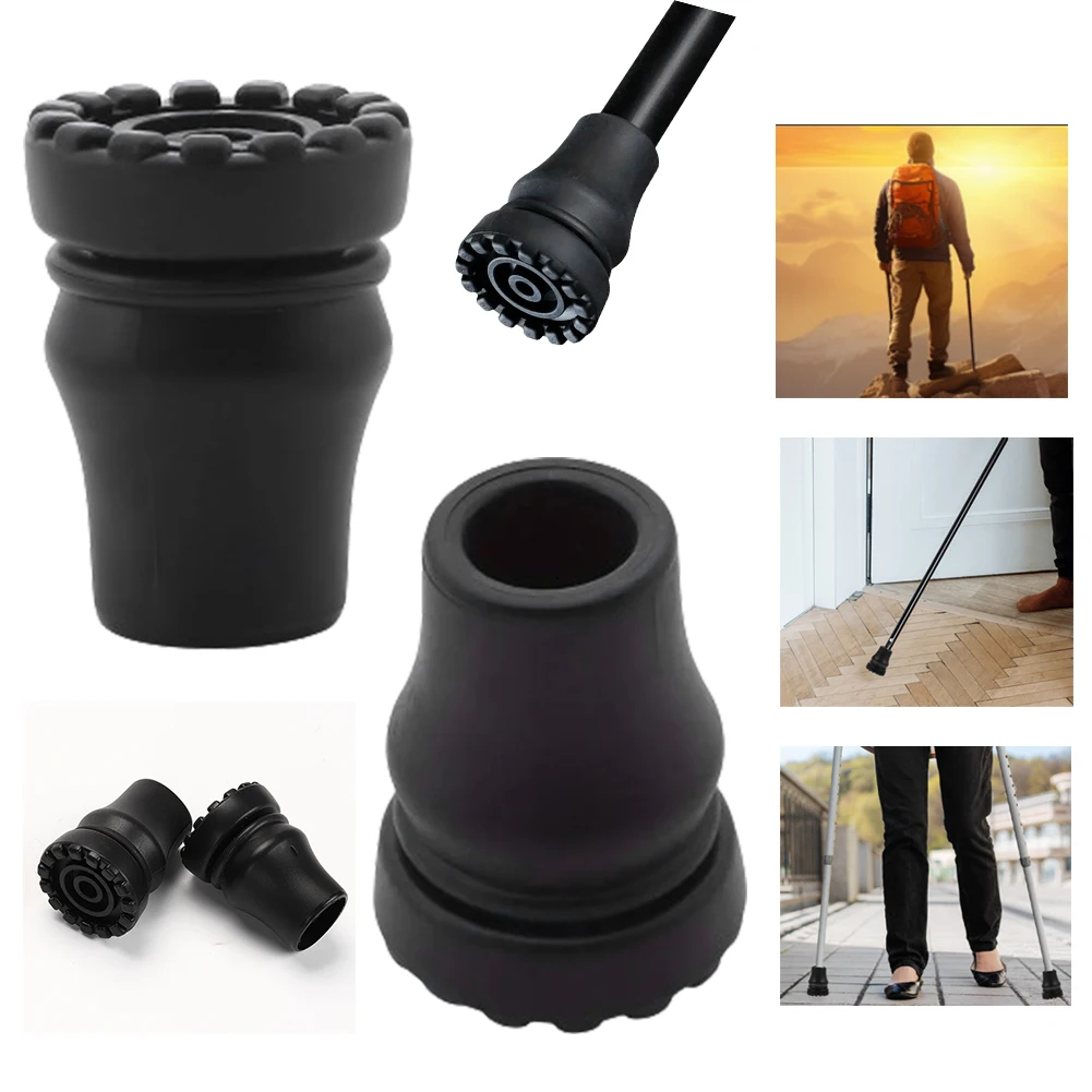 2 Stück Gehstock Bottom Pads 16/20/22mm Trekking stock Tip Protector Gummi Walking Pole Tips Ersatz für Klettern Wandern Image