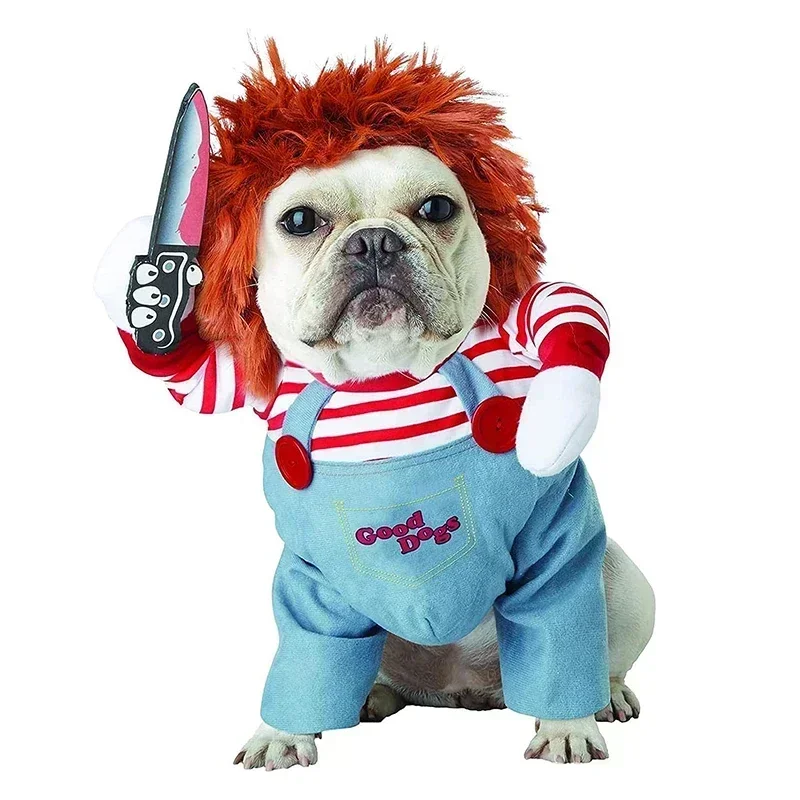 Haustier tödliche Puppe Hundekleidung Chucky Hund Cosplay Lustiges Partykostüm Halloween Weihnachten Hundekleidung für kleine, mittelgroße und große Hunde Image