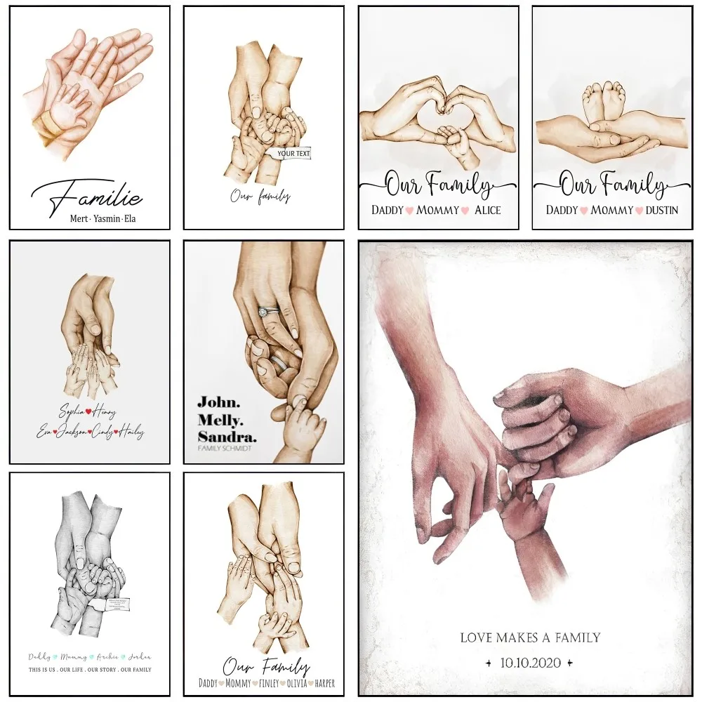 1pc Familien hand plakat selbst klebende Kunst wasserdichter Papier aufkleber Kaffeehaus Bar Zimmer Wand dekoration Image