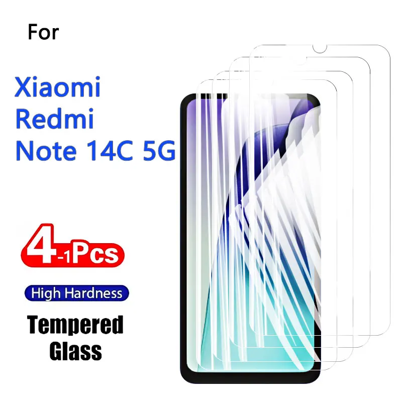 1-4 stücke Screen Protectors Für Xiaomi Redmi 14C 5G Gehärtetes Glas Kristall 9H HD Hohe Aluminium Anti Scratch fall Freundliche 6,88" Image