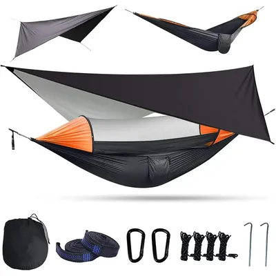 Camping Hammock with Mosquito Net and Rain Fly Tarp,hammock chair swing chair outdoor for Backpacking, Survival,Travel