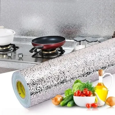 Küchenrückwand-Tapete zum Abziehen und Aufkleben, Aluminiumfolie, Papierregal und Schubladeneinlage, Image