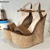 Ronti cool handgemachte Frauen Sommer Plattform Sandalen Keile High Heels runde Zehen hübsche braune Party Schuhe Damen uns plus Größe 4-15