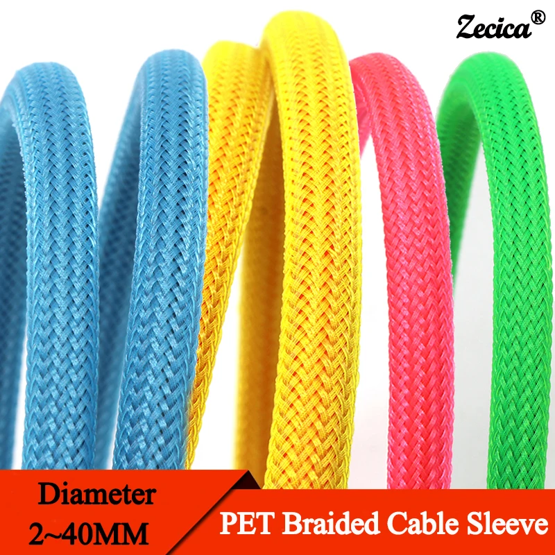 1 ~ 50 m PET-geflochtene Kabelhülse, 2 mm–40 mm, erweiterbar, hohe Dichte, isolierter Leitungsschutz, Drahtwickelhülle, Schlangenhaut für Kabel Image