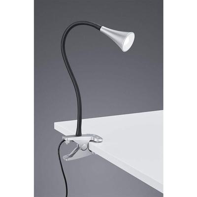 Led Klemmleuchte viper 1 flammig Kunststoff Schwanenhalslampe in Silber/Schwarz Image